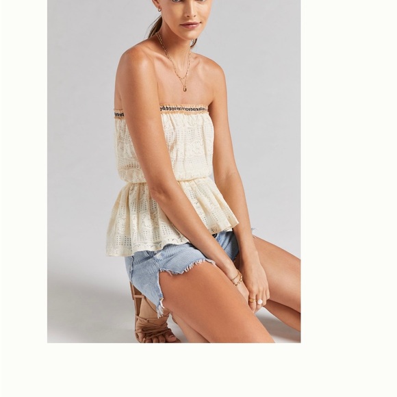 Anthropologie Ivory Verb Pallavi Singhee Lace Strapless Tube Top - Picture 1 of 5